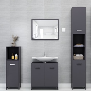 Set mobilier de baie, gri, PAL - Img 4