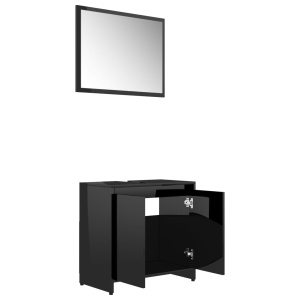 Set mobilier de baie, negru extralucios, PAL - Img 6