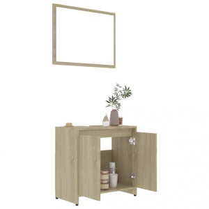 Set mobilier de baie, stejar Sonoma, PAL - Img 3