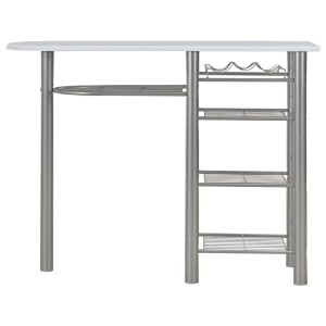 Set mobilier de bar, cu rafturi, 3 piese, alb, lemn și oțel - Img 4