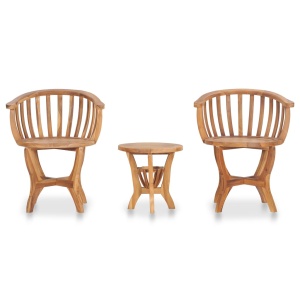 Set mobilier de bistro, 3 piese, lemn masiv de tec - Img 2
