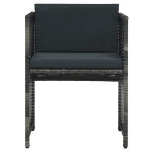 Set mobilier de bistro cu perne, 3 piese, gri, poliratan - Img 7