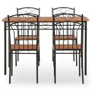 Set mobilier de bucătărie, 5 piese, maro, MDF și oțel - Img 2