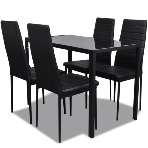 Set mobilier de bucătărie, cinci piese, negru - Img 2
