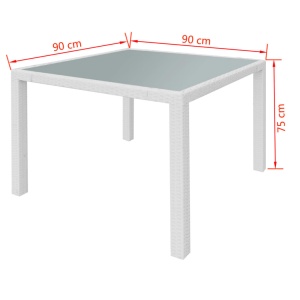 Set mobilier de exterior, 5 piese, alb crem, poliratan - Img 9
