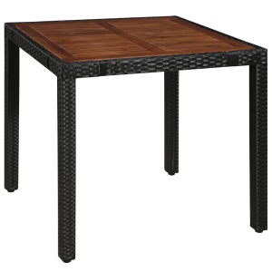 Set mobilier de exterior, 5 piese negru, poliratan, lemn acacia - Img 2