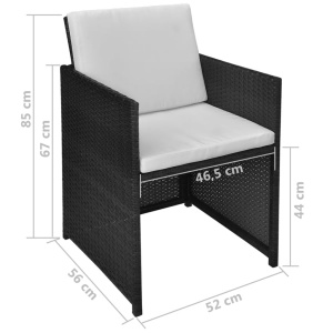 Set mobilier de exterior, 6 piese negru, poliratan, lemn acacia - Img 10