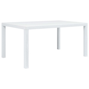 Set mobilier de exterior, 7 piese, alb, plastic, aspect ratan - Img 7