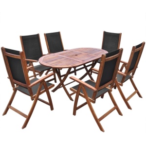 Set mobilier de exterior, 7 piese, lemn masiv de acacia