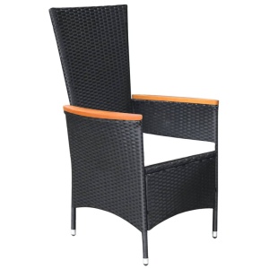 Set mobilier de exterior 7 piese negru poliratan lemn acacia - Img 5