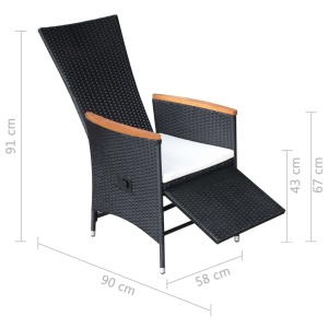 Set mobilier de exterior 9 piese negru poliratan lemn de acacia - Img 11