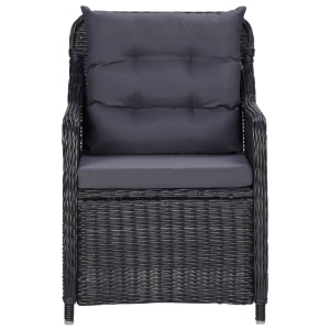 Set mobilier de exterior, 9 piese, negru, poliratan - Img 5