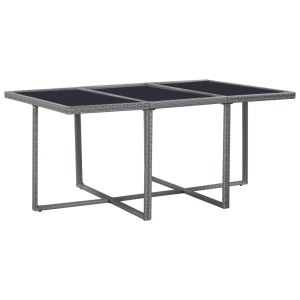 Set mobilier de exterior cu perne, 11 piese, gri, poliratan - Img 3