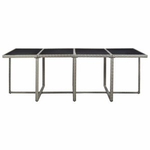 Set mobilier de exterior cu perne, 13 piese, gri, poliratan - Img 12