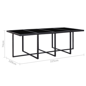 Set mobilier de exterior cu perne, 13 piese, negru, poliratan - Img 9