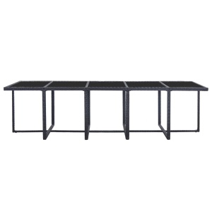 Set mobilier de exterior cu perne, 15 piese, negru, poliratan - Img 5