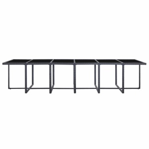 Set mobilier de exterior cu perne, 17 piese, negru, poliratan - Img 3
