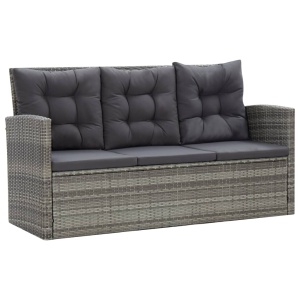 Set mobilier de exterior cu perne, 5 piese, gri, poliratan - Img 5