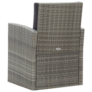 Set mobilier de exterior cu perne, 5 piese, gri, poliratan - Img 10