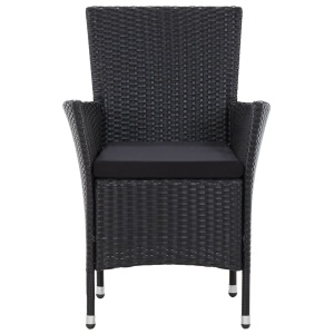 Set mobilier de exterior cu perne, 5 piese, negru, poliratan - Img 6