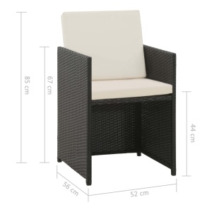 Set mobilier de exterior cu perne, 5 piese, negru, poliratan - Img 5