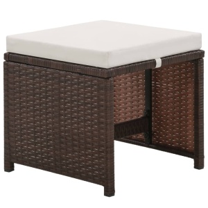 Set mobilier de exterior cu perne, 6 piese, maro, poliratan - Img 7