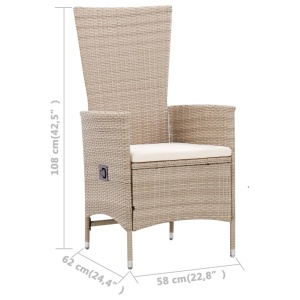 Set mobilier de exterior cu perne, 7 piese, bej, poliratan - Img 11