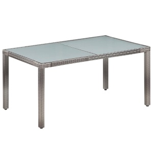 Set mobilier de exterior cu perne, 7 piese, gri, poliratan - Img 2