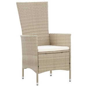 Set mobilier de exterior cu perne, 9 piese, bej, poliratan - Img 4