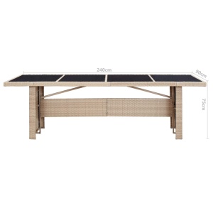 Set mobilier de exterior cu perne, 9 piese, bej, poliratan - Img 11