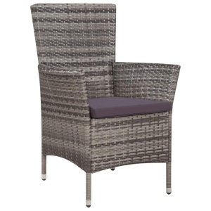 Set mobilier de exterior cu perne, 9 piese, gri, poliratan - Img 4