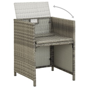 Set mobilier de exterior cu perne, 9 piese, gri, poliratan - Img 11