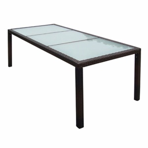 Set mobilier de exterior cu perne, 9 piese, maro, poliratan - Img 8
