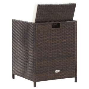 Set mobilier de exterior cu perne, 9 piese, maro, poliratan - Img 9
