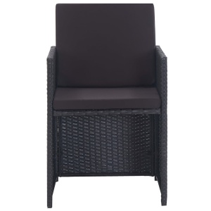 Set mobilier de exterior cu perne, 9 piese, negru, poliratan - Img 3