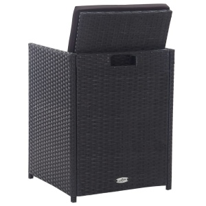 Set mobilier de exterior cu perne, 9 piese, negru, poliratan - Img 8