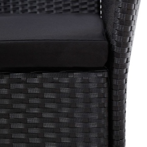 Set mobilier de exterior cu perne, 9 piese, negru, poliratan - Img 9