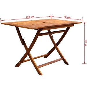 Set mobilier de exterior pliabil, 7 piese, lemn masiv de acacia - Img 10