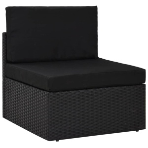Set mobilier de grădină, 2 piese, negru, poliratan - Img 3