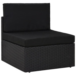 Set mobilier de grădină, 5 piese, negru, poliratan - Img 12