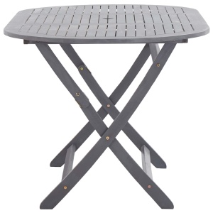 Set mobilier de grădină, 7 piese, gri, lemn masiv de acacia - Img 5