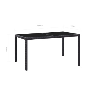 Set mobilier de grădină, 7 piese, negru, poliratan - Img 10