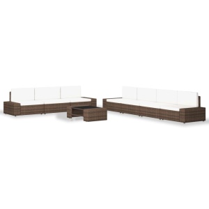 Set mobilier de grădină, 8 piese, maro, poliratan