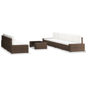 Set mobilier de grădină, 8 piese, maro, poliratan - Img 2