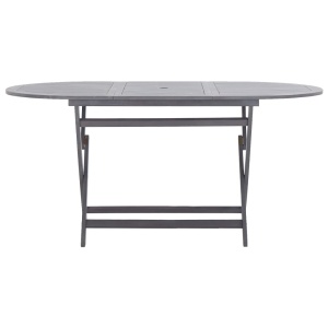 Set mobilier de grădină, 9 piese, gri, lemn masiv de acacia - Img 8