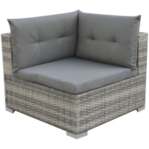 Set mobilier de grădină cu perne, 10 piese, gri, poliratan - Img 5