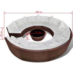 Set mobilier de grădină cu perne, 10 piese, maro, poliratan - Img 5