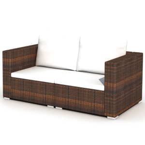 Set mobilier de grădină cu perne, 10 piese, maro, poliratan - Img 8