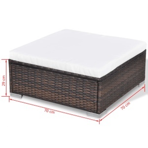 Set mobilier de grădină cu perne, 10 piese, maro, poliratan - Img 11