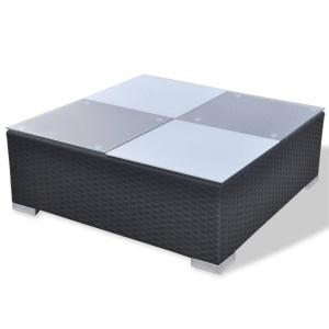 Set mobilier de grădină cu perne, 10 piese, negru, poliratan - Img 9